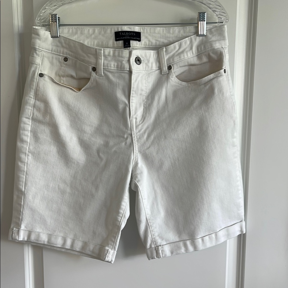 Talbots White Jean Shorts Distressed Denim